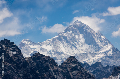 Makalu mountain peak, fifth highest peak in the world, Everest base camp trekking route in Himalaya mountains range, Nepal, Asia photo