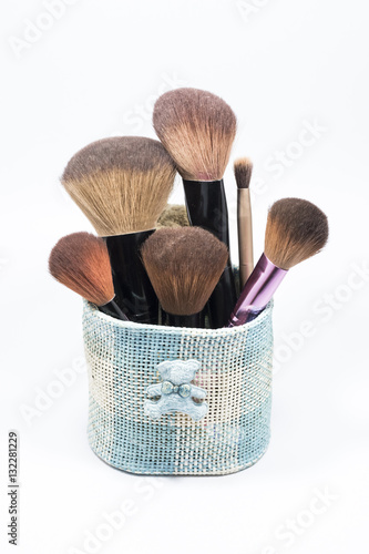 Brush for make up on white background.