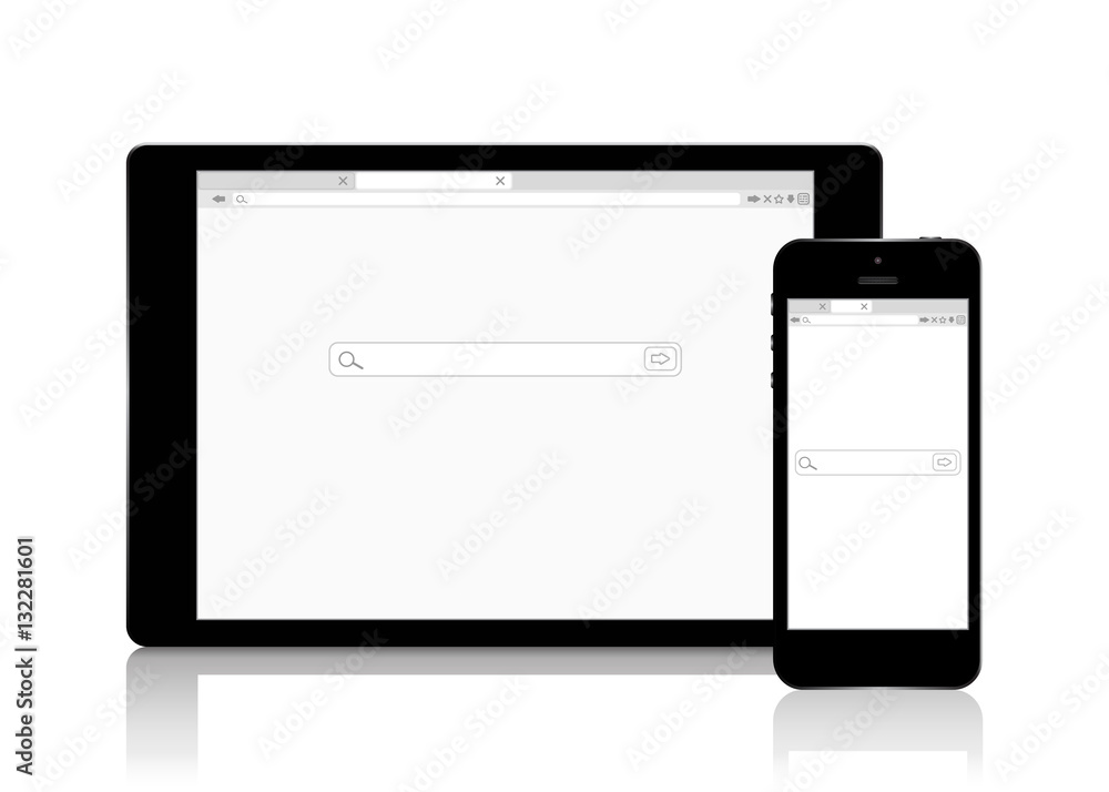 Image browser in phone and tablet . Vector Illustration. Eps10. Image browser in phone and tablet . Vector Illustration. Eps10.