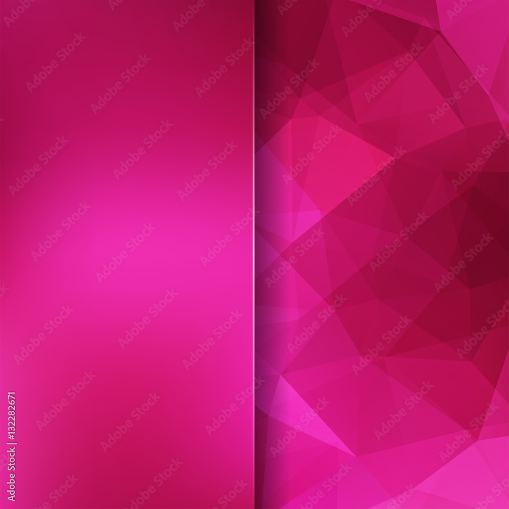 Fototapeta premium Abstract mosaic background. Blur background. Triangle geometric background. Design elements. Vector illustration. Pink color.