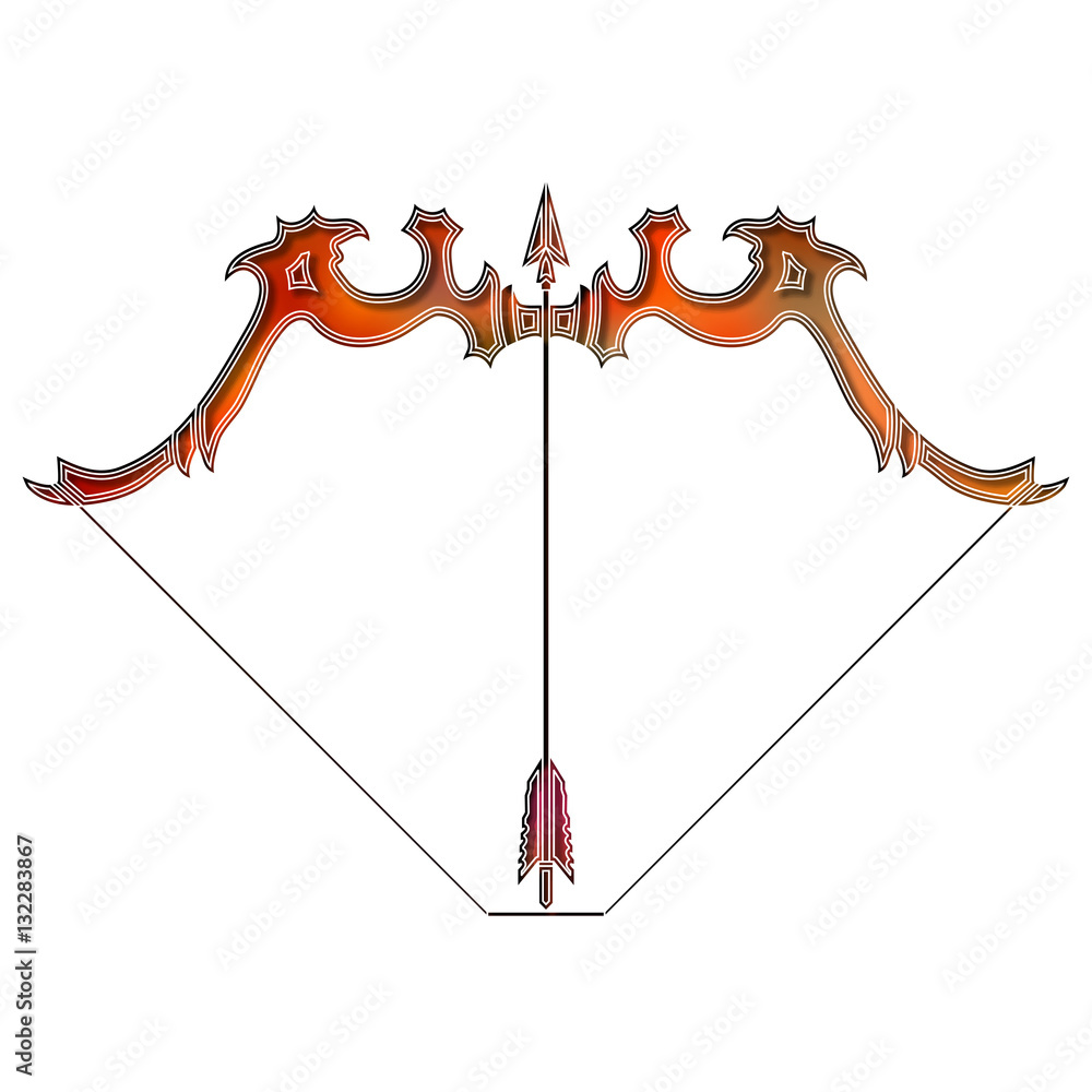 Bright bow and arrow, zodiac Sagittarius sign