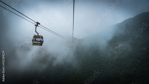 Ngong Ping 360 cable car on Lantau Island, Hong Kong. Cable car