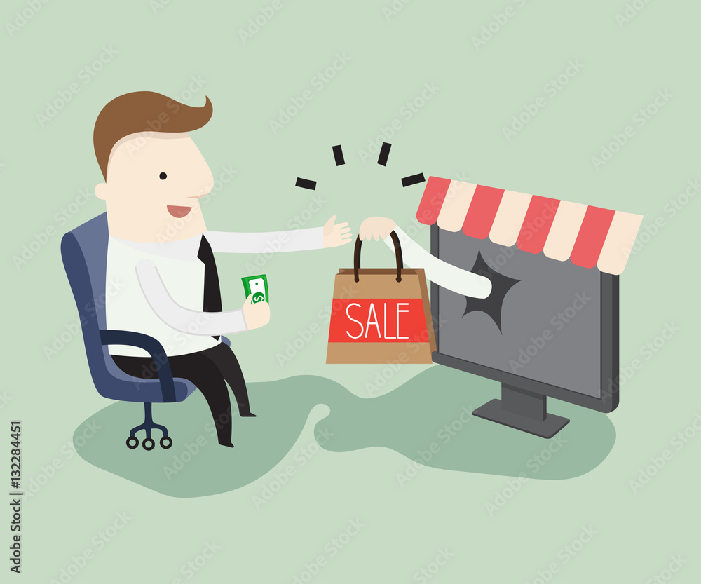 Shopping online ,vector illustration exchange e-commerce cartoon Shopping online ,vector illustration exchange e-commerce cartoon