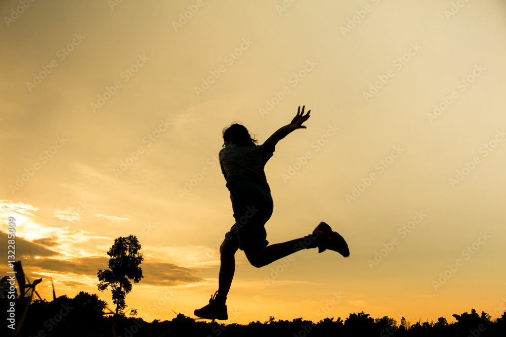 Fitness silhouette sunrise jogging workout wellness concept Fitness silhouette sunrise jogging workout wellness concept