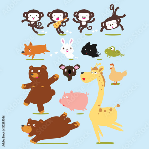 Funny Animals Vector Cartoon illustration, vector clipart