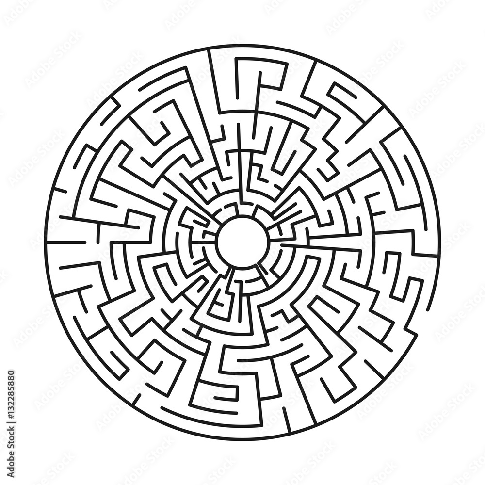 Round labyrinth with entry and exit Round labyrinth with entry and exit