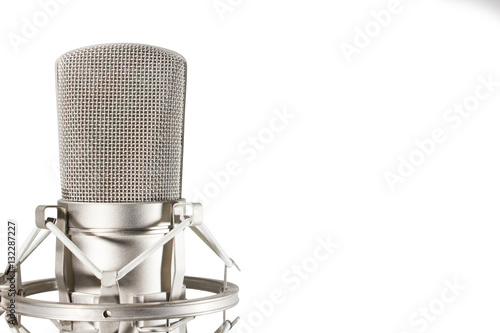 Condenser studio microphone on white background