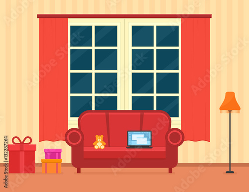 room interior with holiday gift