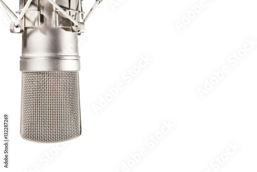 Condenser studio microphone on white background