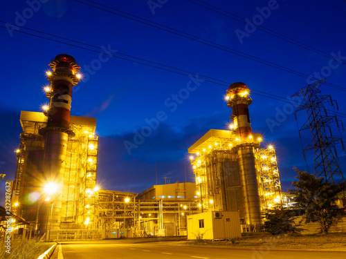 Twilight photo of power plant at Butterworth, Penang, Malaysia