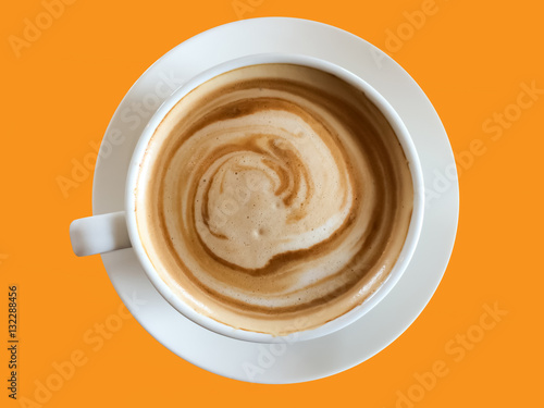 Coffee cup isolated on orange background.