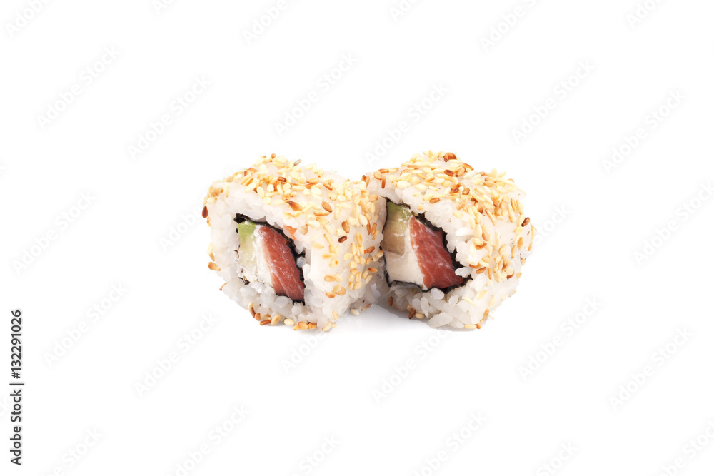 sushi rolls on a white background sushi rolls on a white background