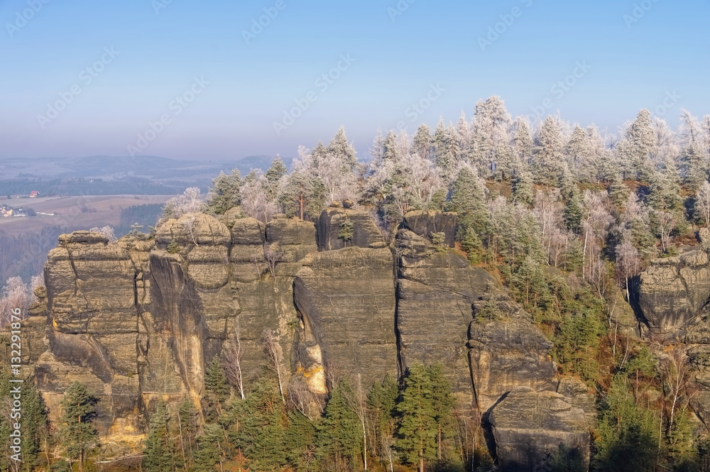 Elbsandsteingebirge im Winter Aussicht Domerker - Elbe sandstone mountains in winter viewpoint Domerker
