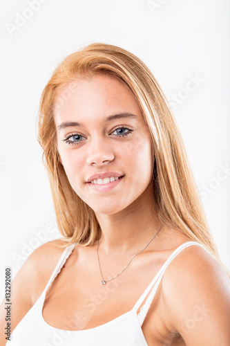 happy perfect blonde teenager girl