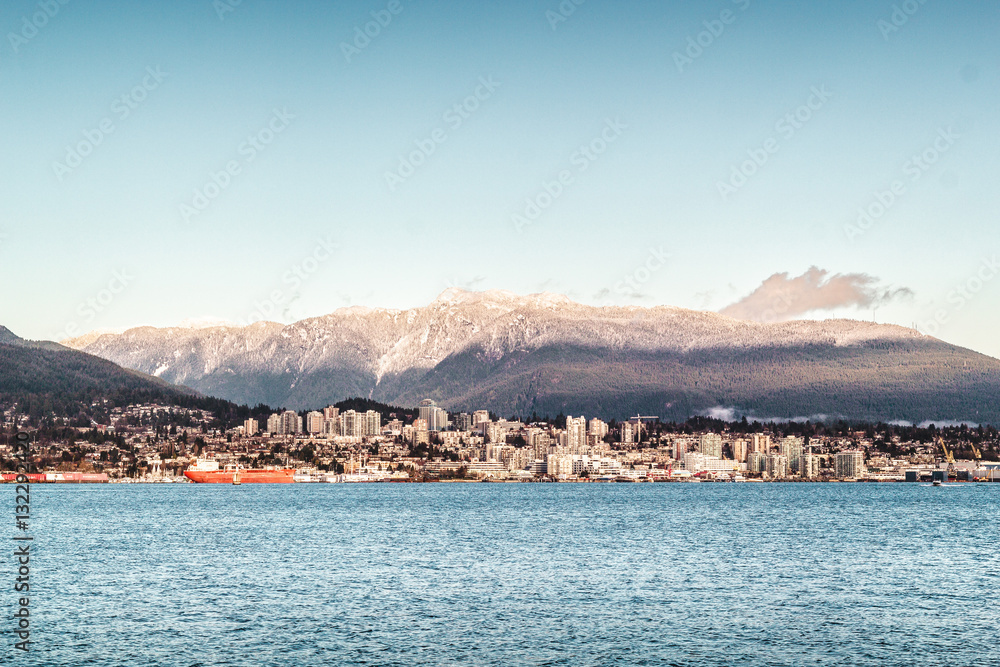 Vancouver Mountains view from Harbour Green Park, Canada