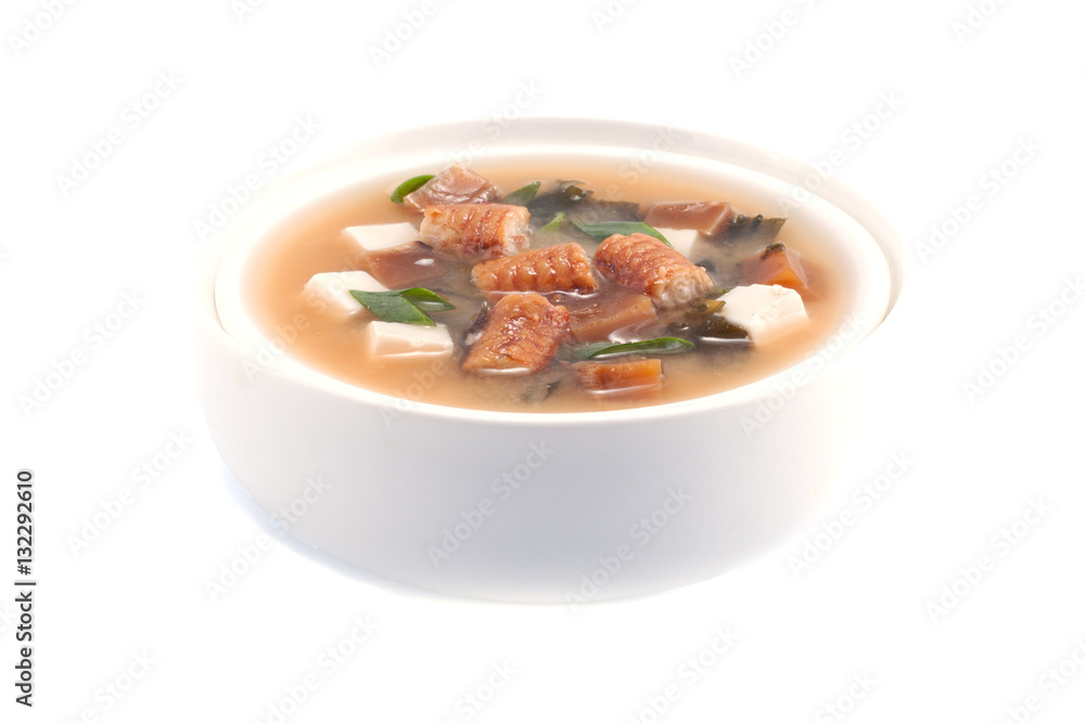 Cheese cream soup on a white background Cheese cream soup on a white background