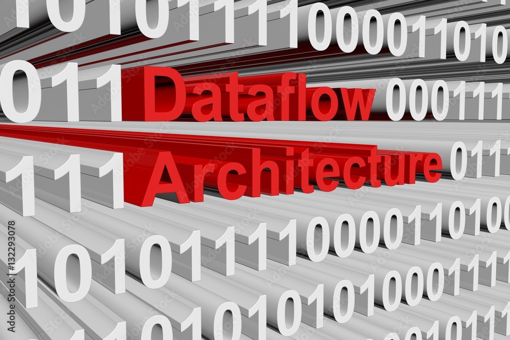 Dataflow architecture in the form of binary code, 3D illustration