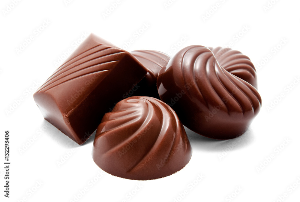 Assortment of chocolate candies sweets isolated Assortment of chocolate candies sweets isolated