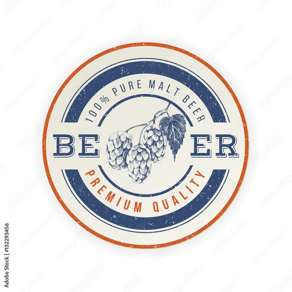 beer emblem with hand drawn hop brunch beer emblem with hand drawn hop brunch