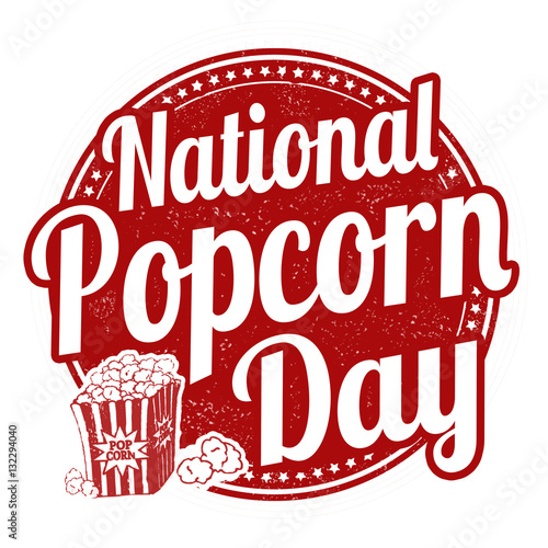 National popcorn day sign or stamp