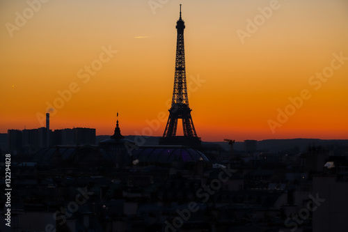 Eiffel tower at sunset from Parisian Rooftop © antoine2k