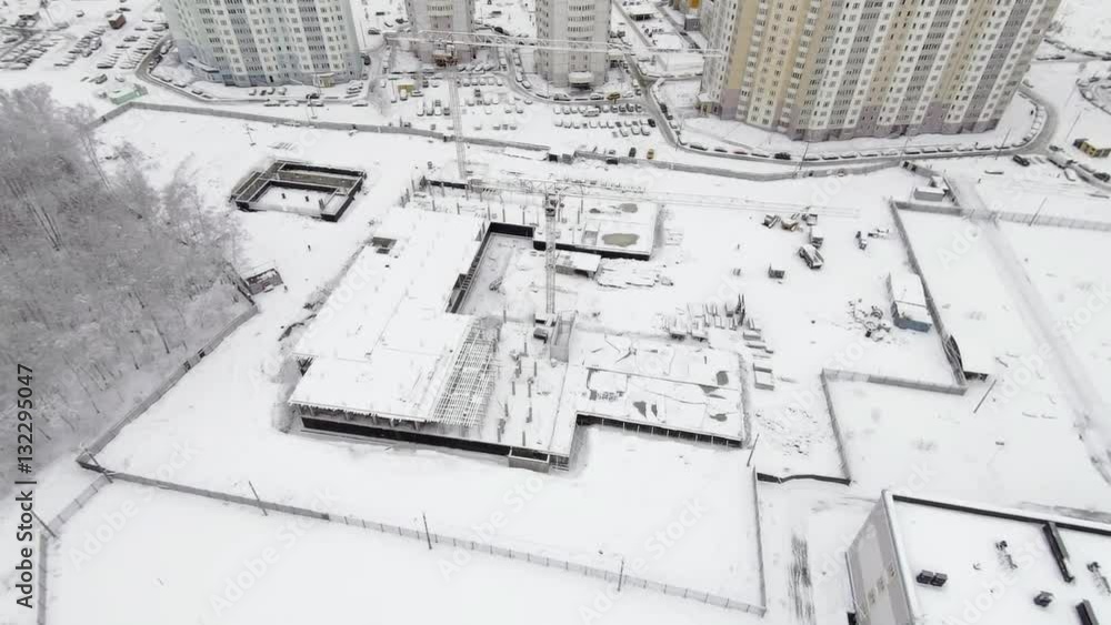 Construction site in the city aerial view at winter Construction site in the city aerial view at winter