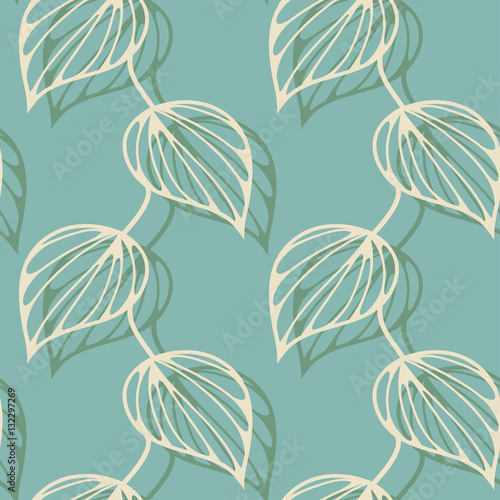 Tapety prążkowane liście z cieniami bezszwowymi w kolorze niebieskim i kości słoniowej