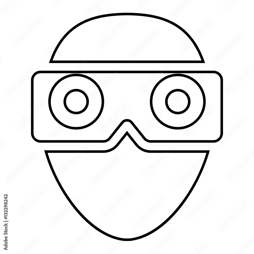Virtual reality Headset illustration - glyph style icon - Outline black Virtual reality Headset illustration - glyph style icon - Outline black