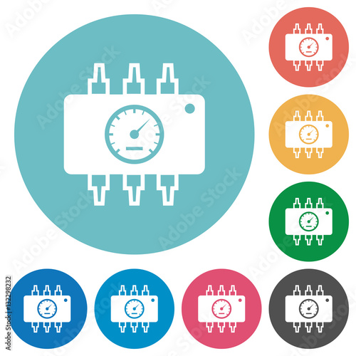Hardware diagnostics flat round icons