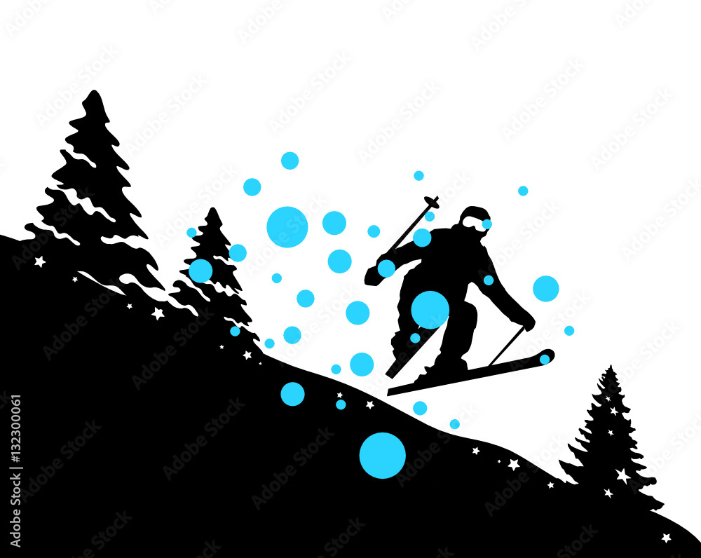 Fototapeta premium Skifahrer Berge