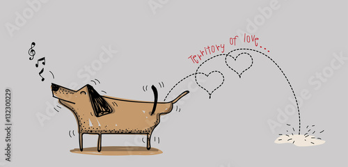 Hand draw Dog pees make Territory of love