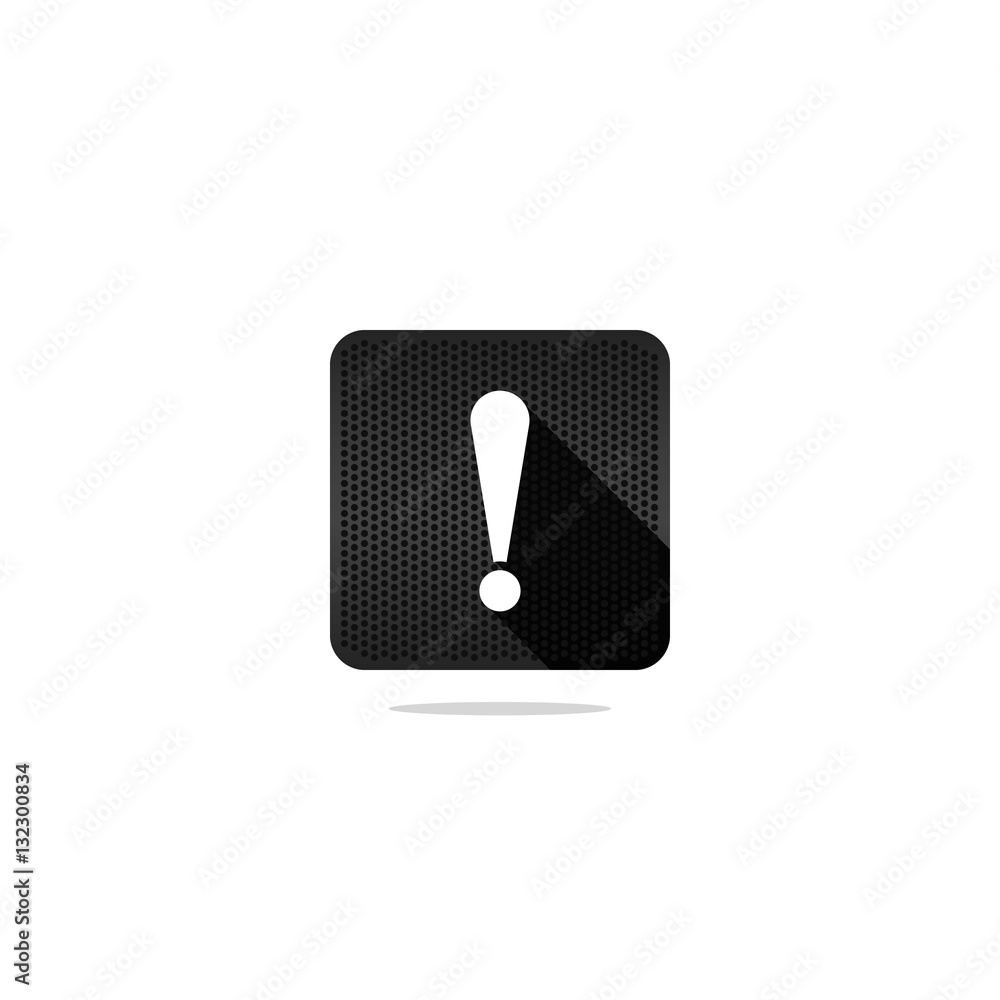 Black Pin Hole Warning or Exclamation Mark Icon with Long Shadow. Isolated. Black Pin Hole Warning or Exclamation Mark Icon with Long Shadow. Isolated.