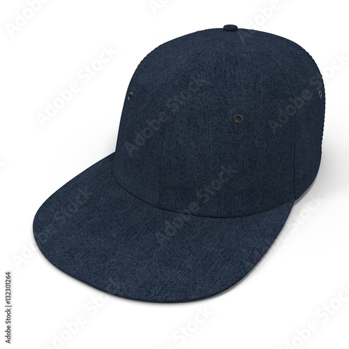 Blue Baseball Hat on white. 3D illustration