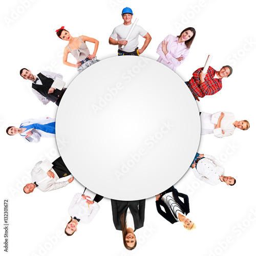 Group of people in circle.