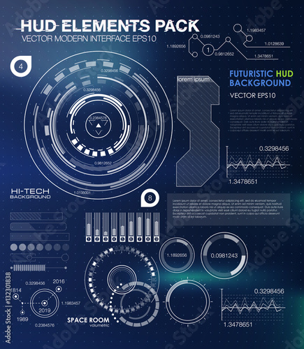 UI hud infographic interface web elements. Futuristic space thin HUD user interface. Web UI interface elements, UI elements, UI design, UI vector icons. Game target navigation interface hud ui design