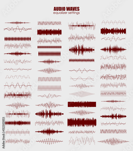 set audio equalizer technology, pulse musical. Audio equalizer sound wave display horizontal. abstract isolated vector illustration
