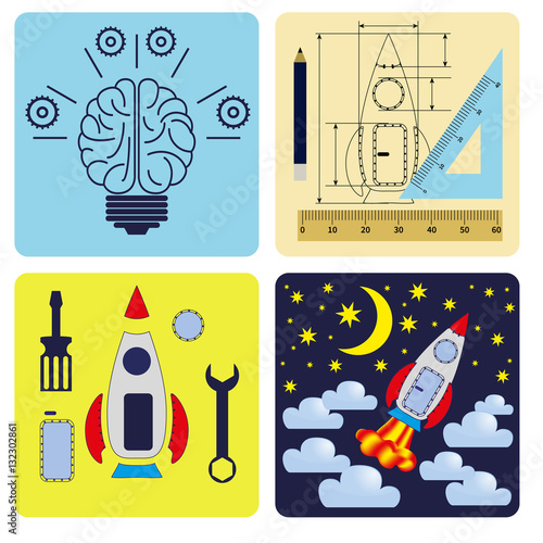 back to school. Set of vector illustrations for school education.