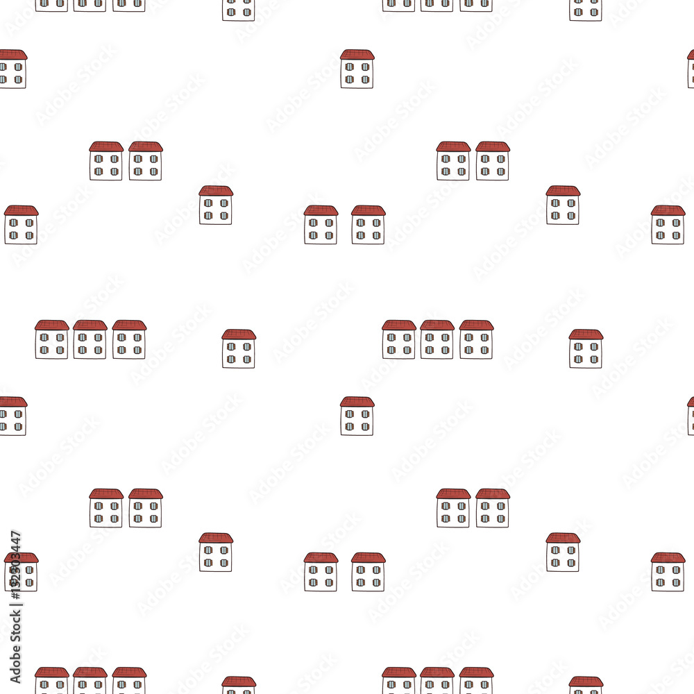 Vector seamless cartoon pattern with houses. Vector seamless cartoon pattern with houses.