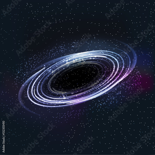 abstrsct space - a black hole. Cosmos Black hole in space. Stars and material falls into a black hole.