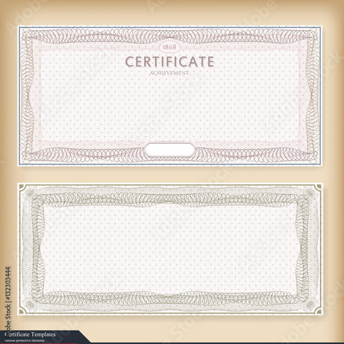 Vintage certificate template with watermark. Ornate gift certificate with watermark. Vintage style, design. Vector illustration. detailed vintage certificate template with guilloche border and seal