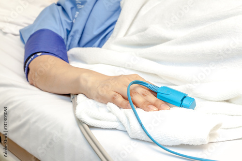 Oxygen saturation and blood pressure monitoring for patient in the hospital
