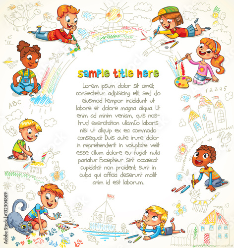 Cute children paint picture together
