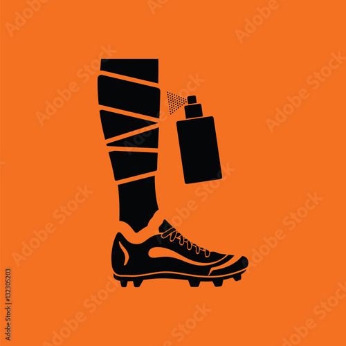 Soccer bandaged leg with aerosol anesthetic icon