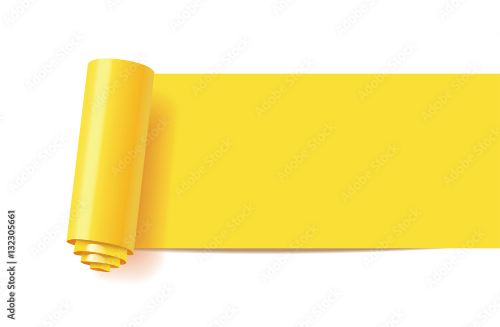 Curl of yellow paper Curl of yellow paper