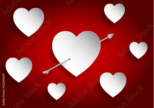 Sfondo cuori con freccia di cupido