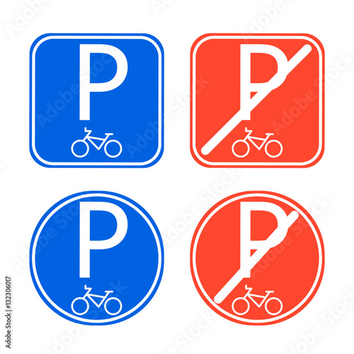 Bike parking sign allowed and disallowed vector.