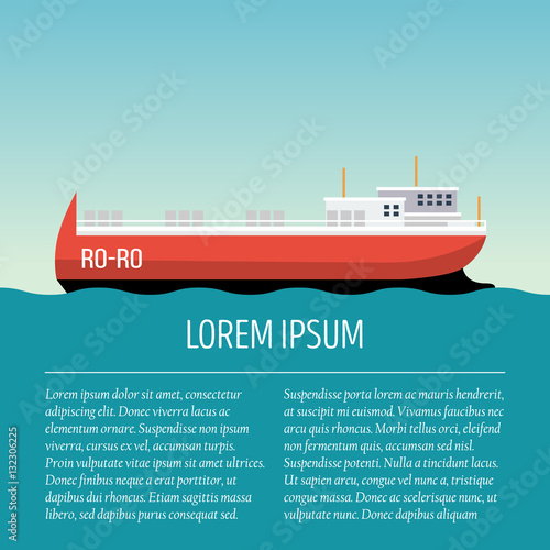 Vector seaway ocean delivery and shipping boat