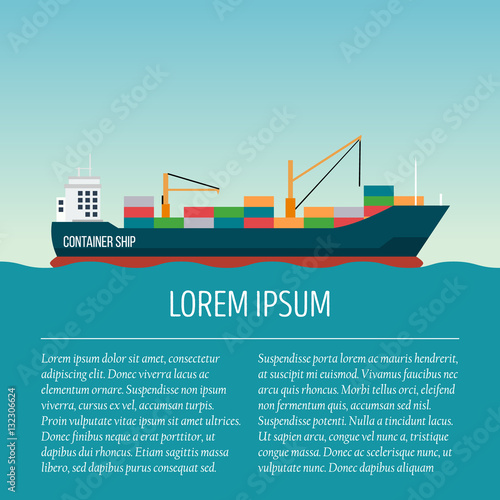 Vector seaway ocean delivery and shipping boat