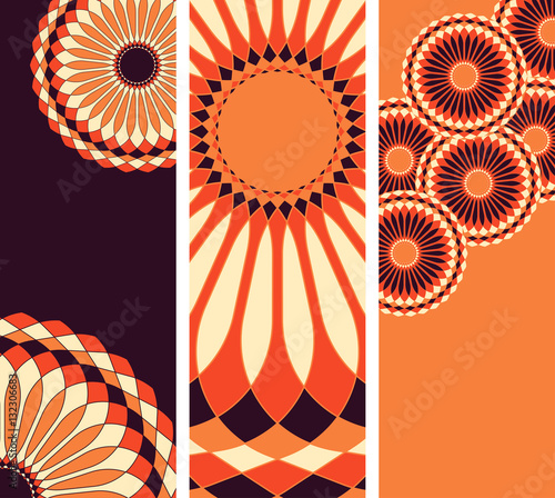 bookmarks with circular flowers pattern in oranges shades
