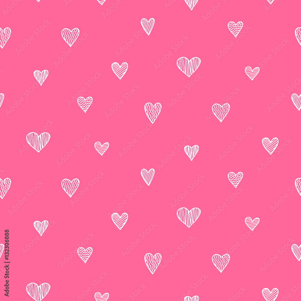 Vector romantic seamless pattern. White and pink colors